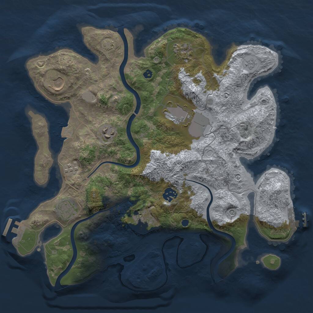 Rust Map: Procedural Map, Size: 3500, Seed: 7462, 14 Monuments