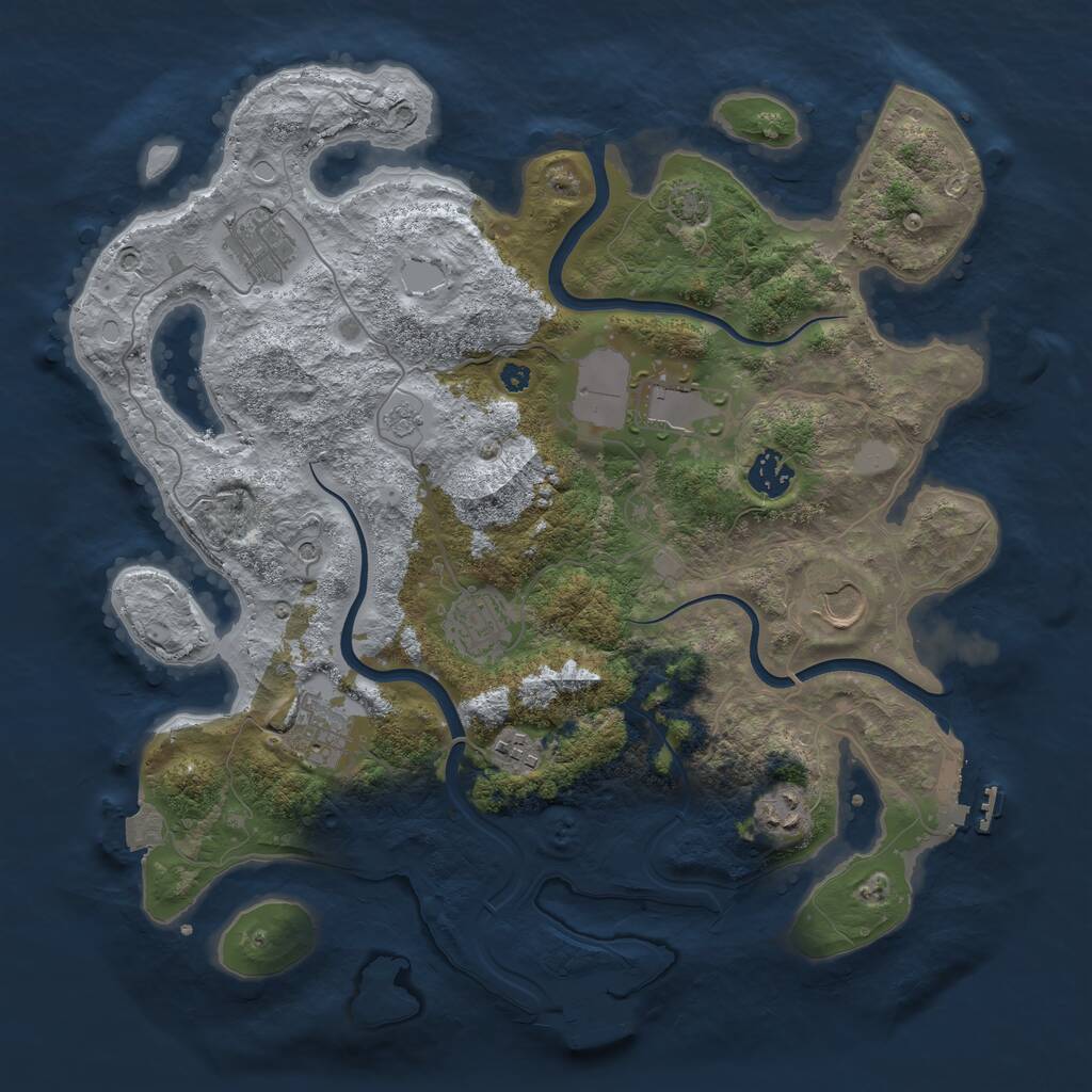 Rust Map: Procedural Map, Size: 3700, Seed: 515285078, 14 Monuments