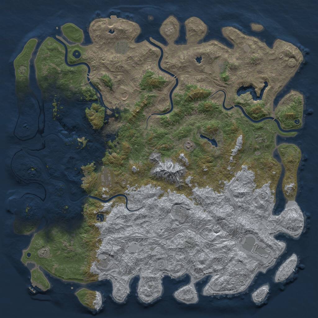 Rust Map: Procedural Map, Size: 6000, Seed: 106107298, 17 Monuments