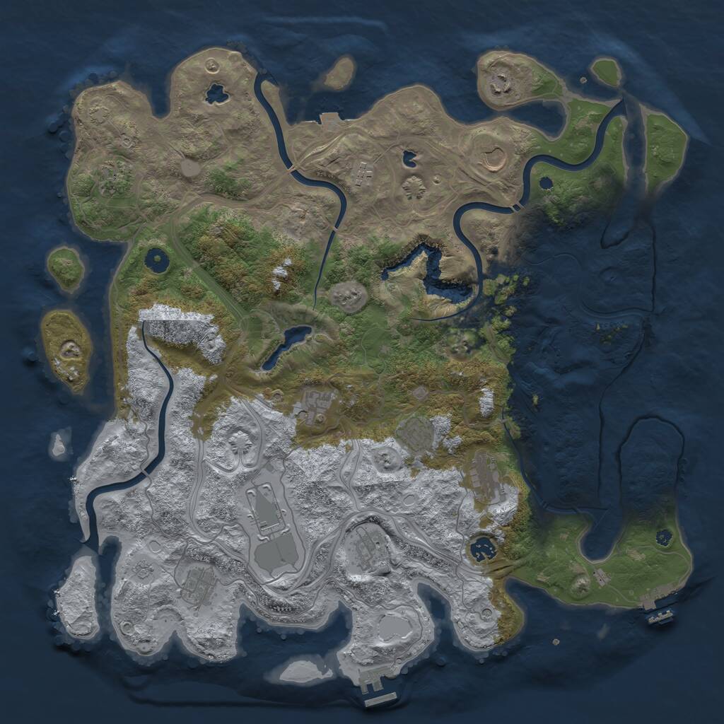 Rust Map: Procedural Map, Size: 4500, Seed: 185580953, 17 Monuments