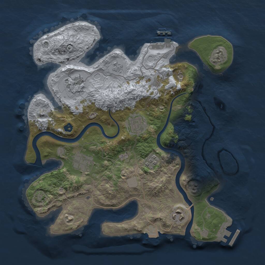 Rust Map: Procedural Map, Size: 3000, Seed: 662464600, 11 Monuments