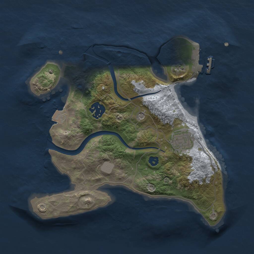 Rust Map: Procedural Map, Size: 2500, Seed: 372482578, 5 Monuments