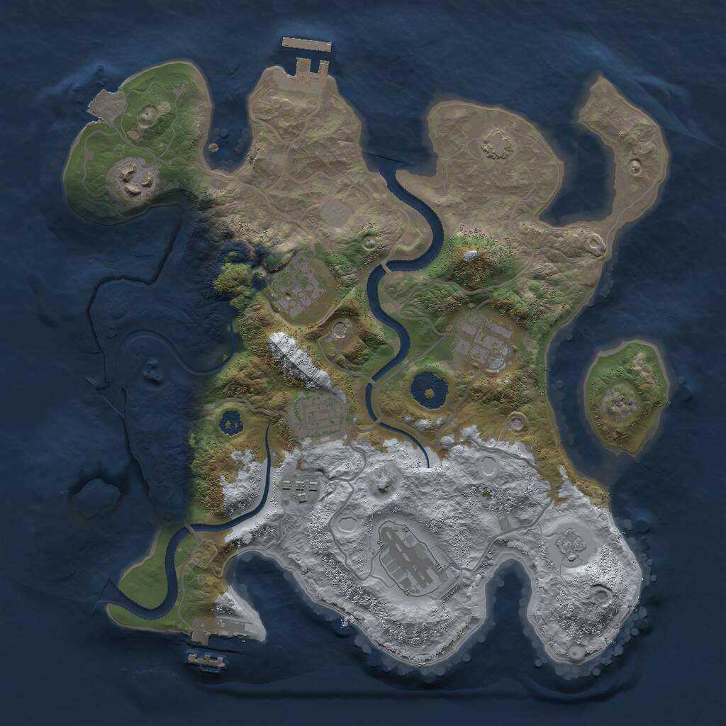 Rust Map: Procedural Map, Size: 3000, Seed: 14341, 12 Monuments