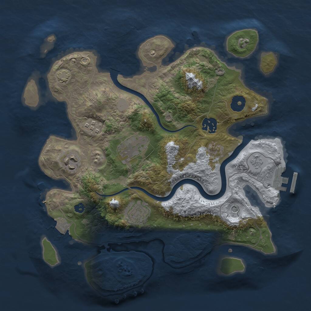 Rust Map: Procedural Map, Size: 3000, Seed: 7970, 10 Monuments