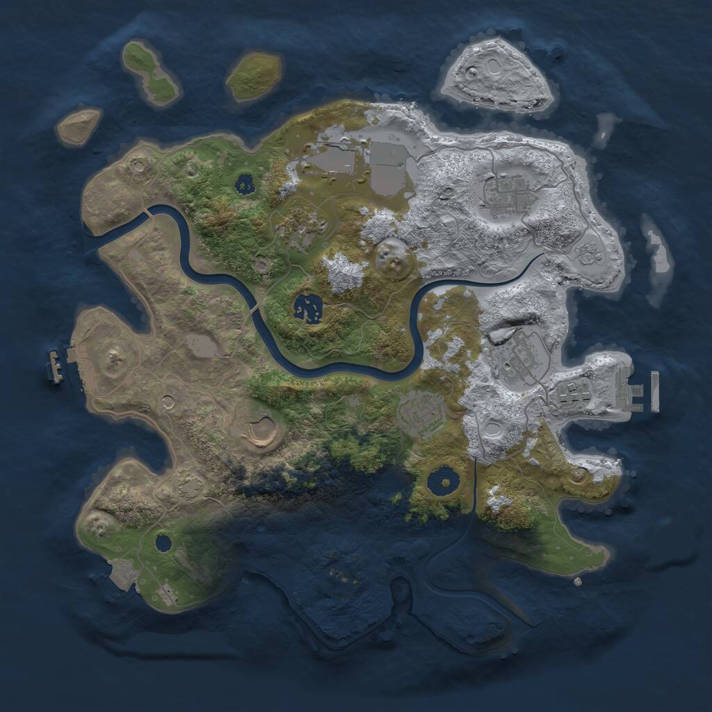 Rust Map: Procedural Map, Size: 3500, Seed: 1939109582, 14 Monuments