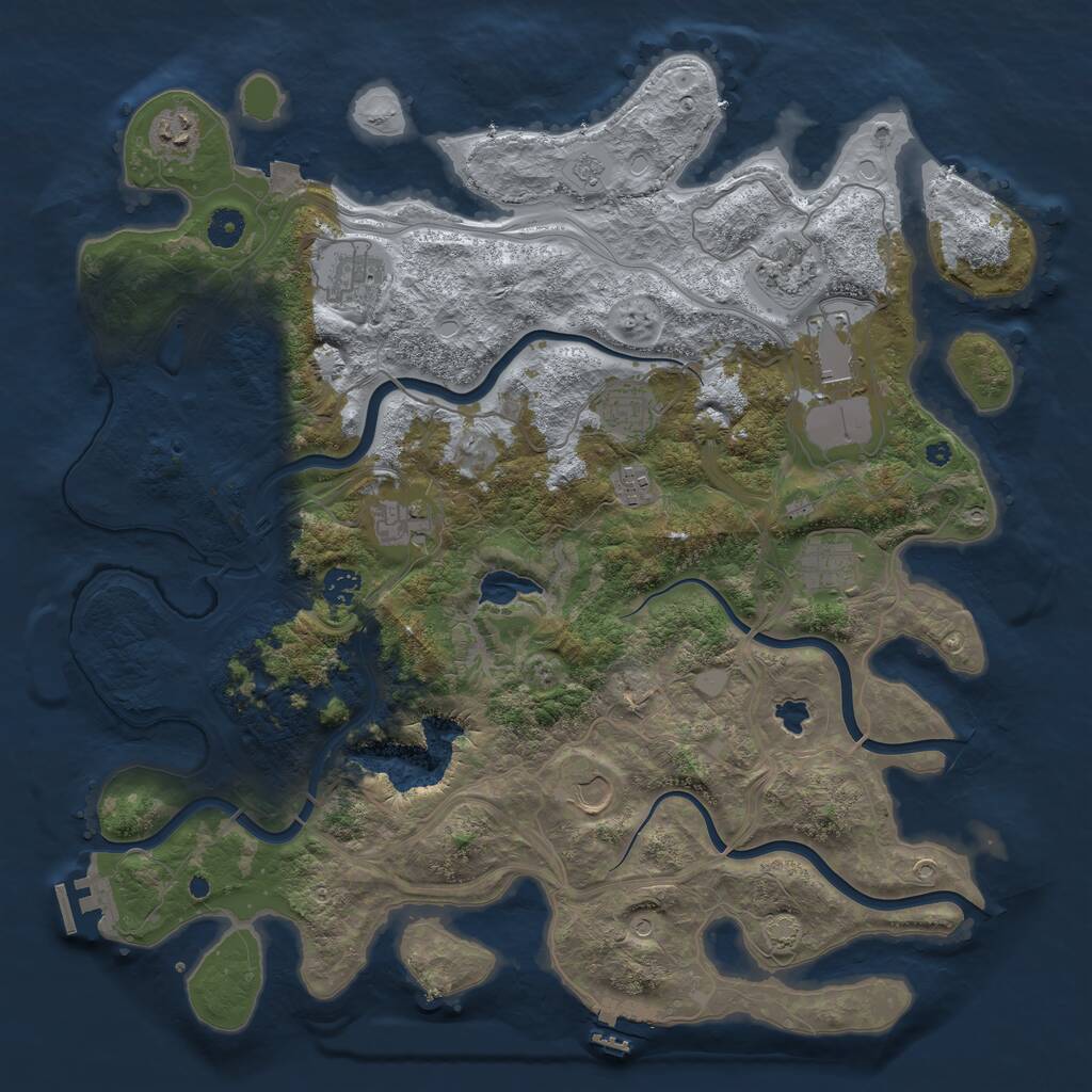 Rust Map: Procedural Map, Size: 4300, Seed: 939411492, 16 Monuments