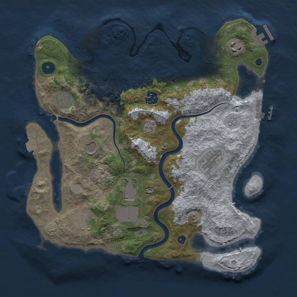 Rust Map: Procedural Map, Size: 3500, Seed: 1936562867, 14 Monuments