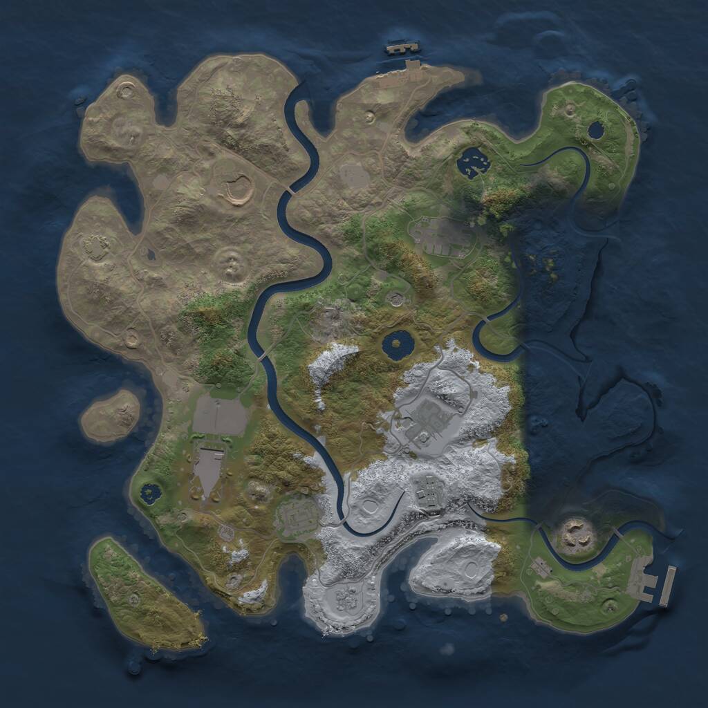 Rust Map: Procedural Map, Size: 3500, Seed: 1332199, 14 Monuments