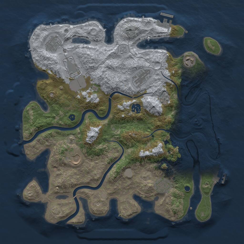 Rust Map: Procedural Map, Size: 3750, Seed: 46723, 14 Monuments