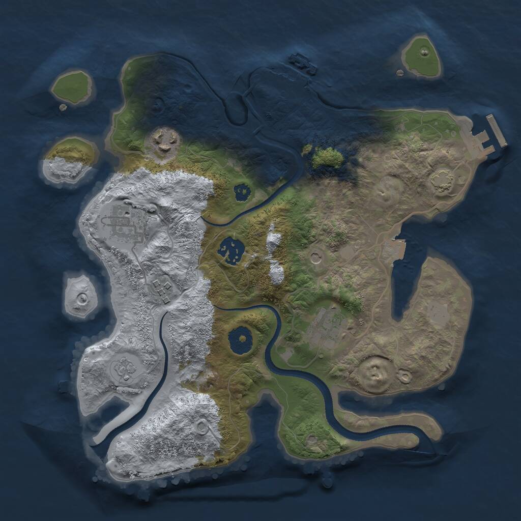 Rust Map: Procedural Map, Size: 3000, Seed: 642233, 11 Monuments
