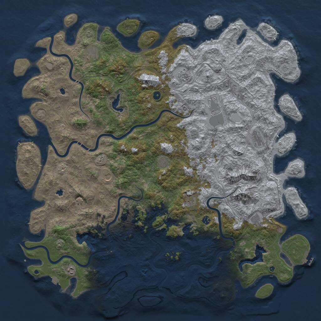 Rust Map: Procedural Map, Size: 6000, Seed: 58520778, 17 Monuments