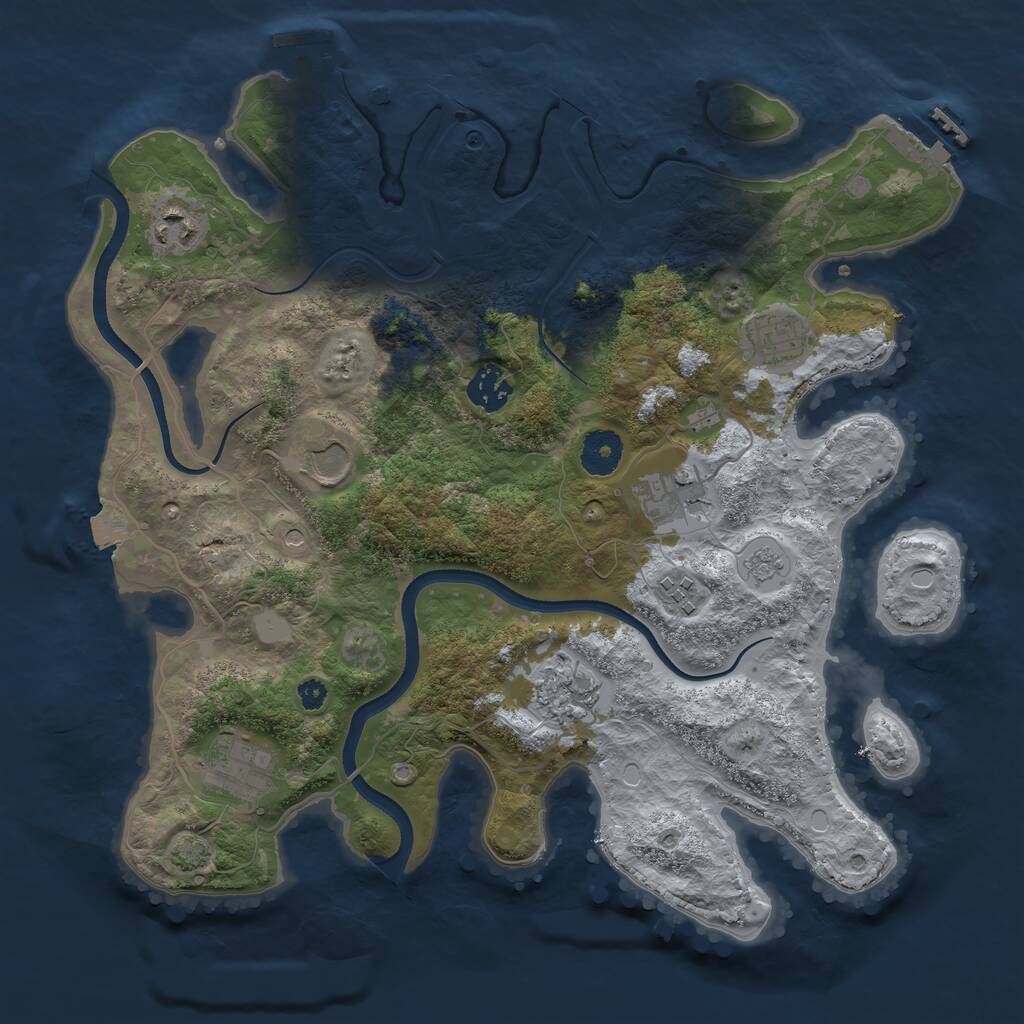 Rust Map: Procedural Map, Size: 3500, Seed: 12001680, 14 Monuments