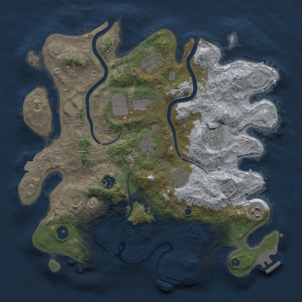 Rust Map: Procedural Map, Size: 3600, Seed: 2080023376, 15 Monuments