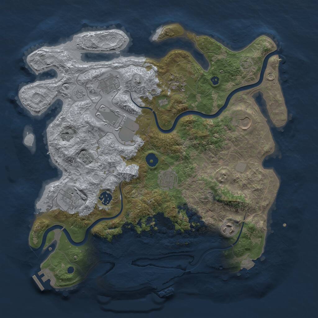 Rust Map: Procedural Map, Size: 3750, Seed: 608680737, 15 Monuments