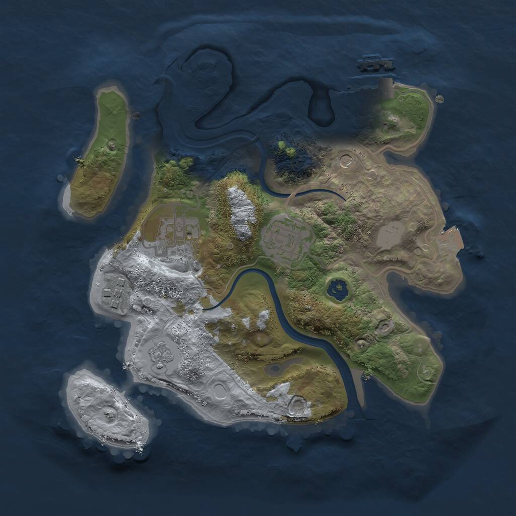 Rust Map: Procedural Map, Size: 2500, Seed: 1680950116, 7 Monuments