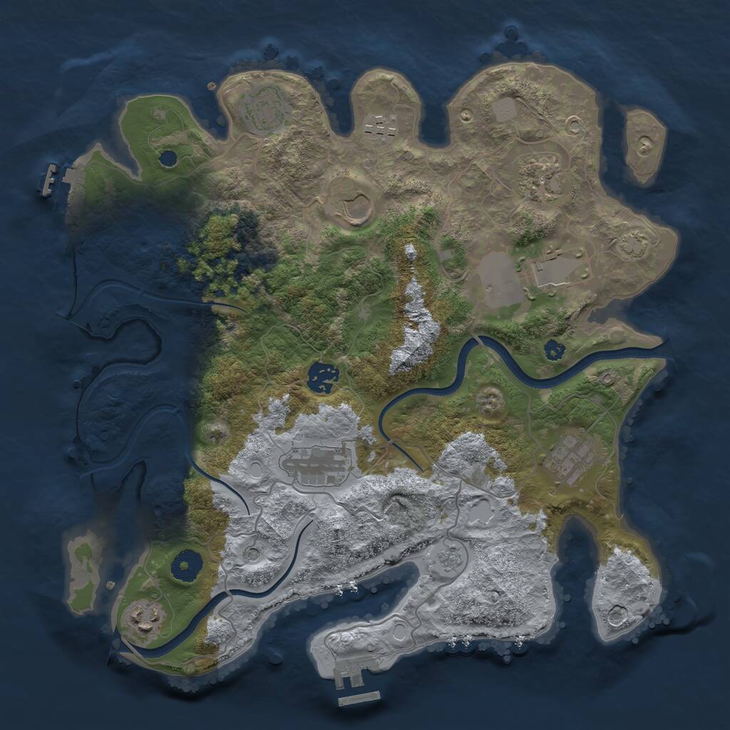 Rust Map: Procedural Map, Size: 3500, Seed: 1100587, 15 Monuments