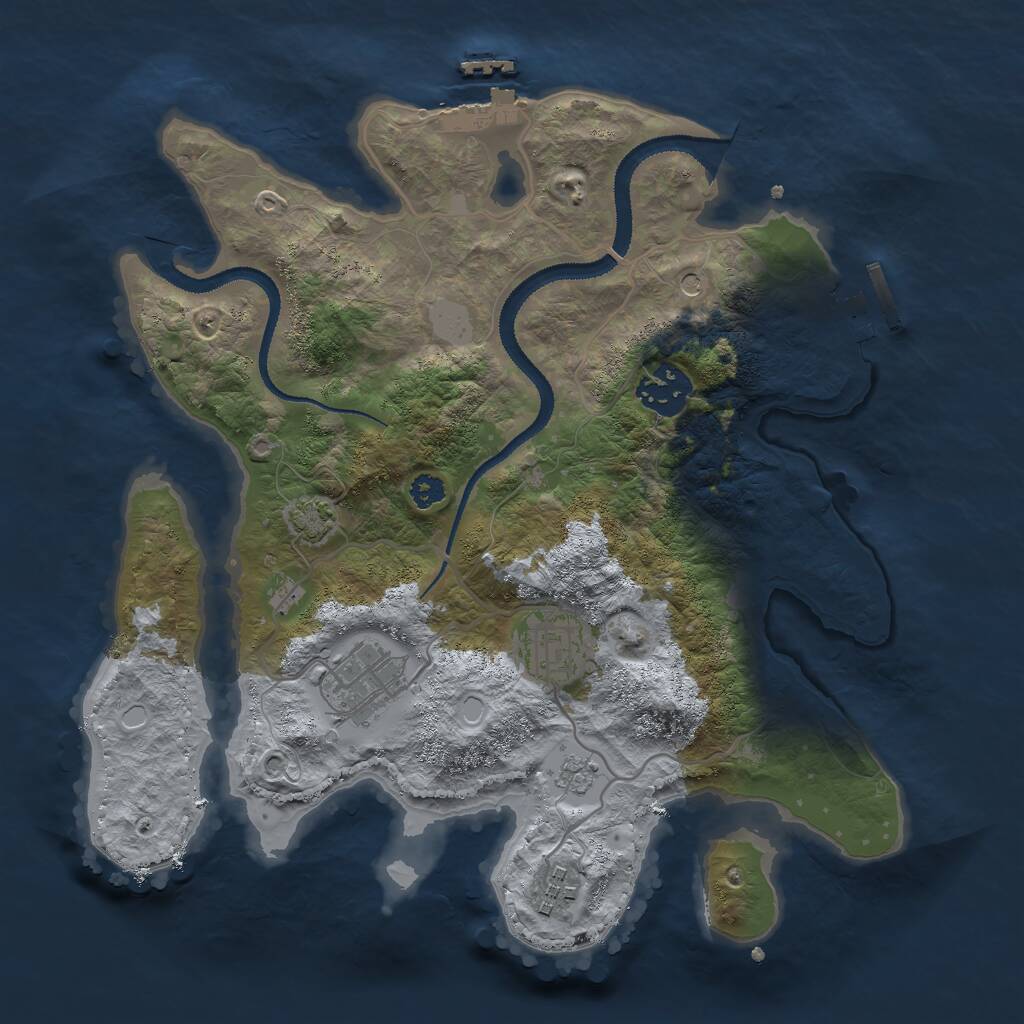 Rust Map: Procedural Map, Size: 3000, Seed: 38381455, 10 Monuments