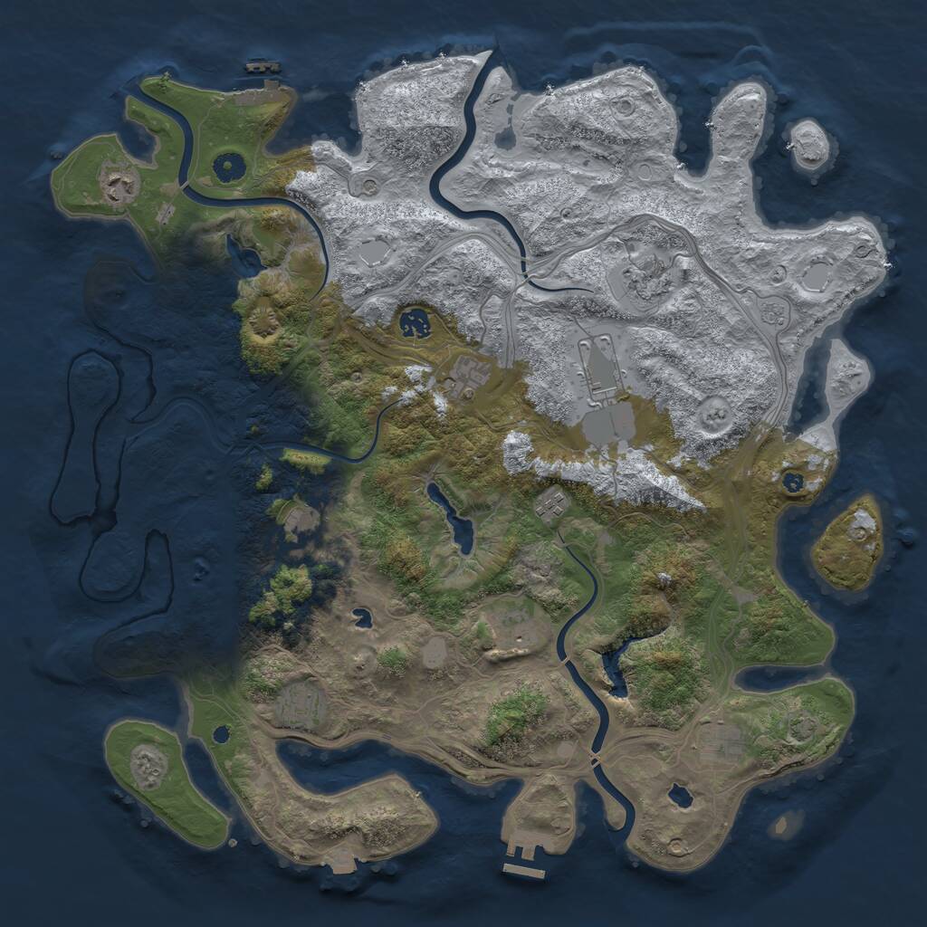 Rust Map: Procedural Map, Size: 4500, Seed: 1195690582, 16 Monuments