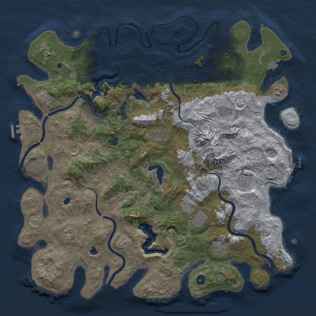 Rust Map: Procedural Map, Size: 5000, Seed: 1486421501, 17 Monuments