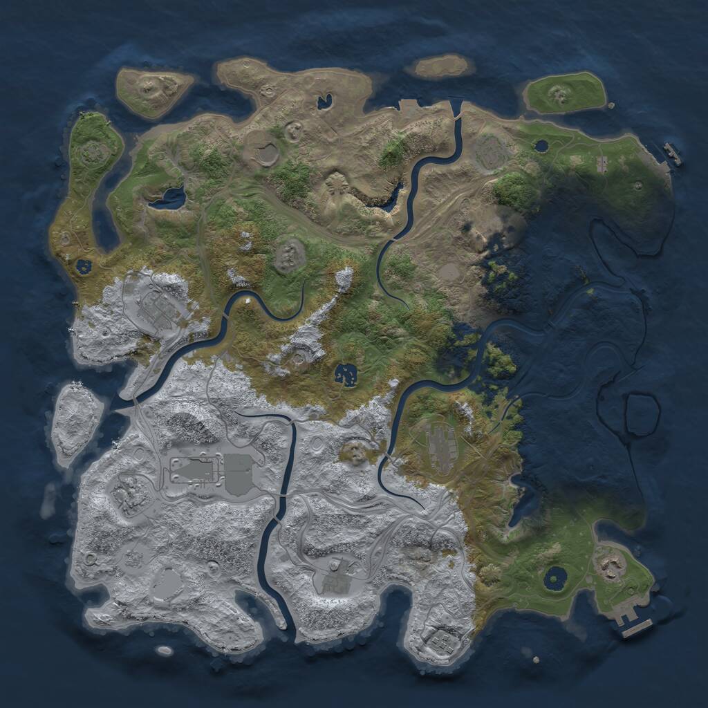 Rust Map: Procedural Map, Size: 4500, Seed: 2039259958, 17 Monuments