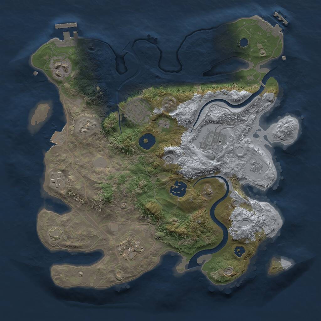 Rust Map: Procedural Map, Size: 3000, Seed: 987431, 12 Monuments