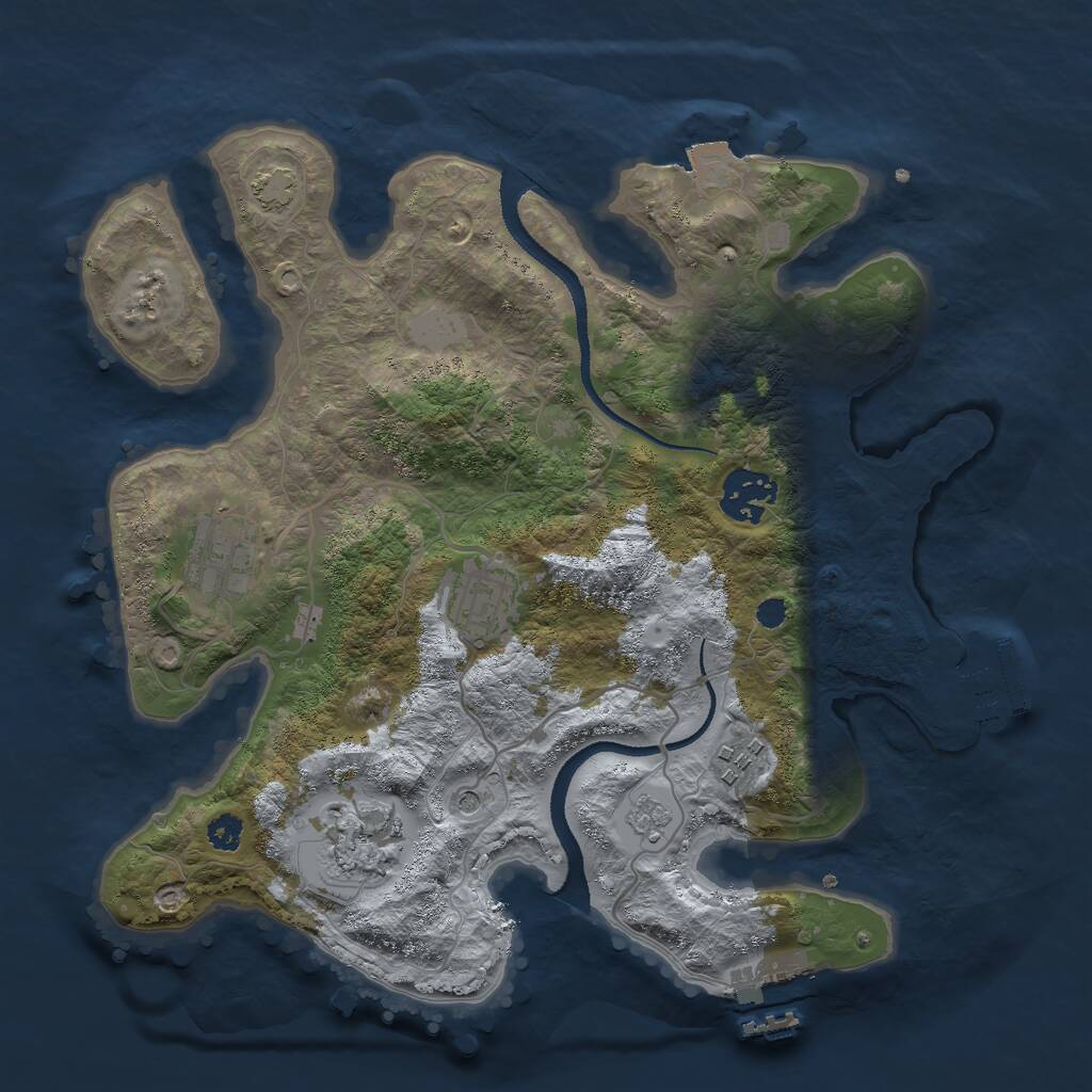 Rust Map: Procedural Map, Size: 3000, Seed: 1532524675, 11 Monuments