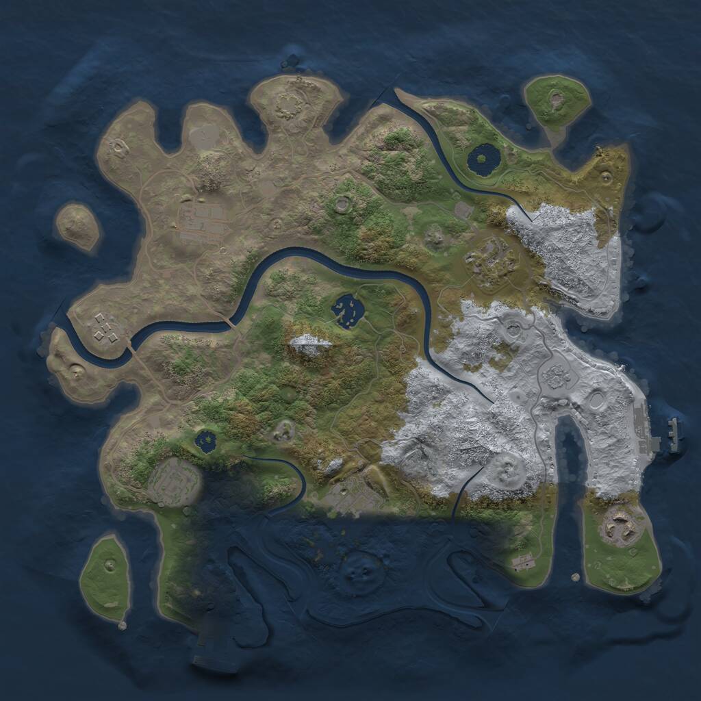 Rust Map: Procedural Map, Size: 3300, Seed: 484848, 13 Monuments