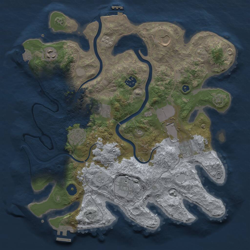 Rust Map: Procedural Map, Size: 3500, Seed: 161264244, 15 Monuments