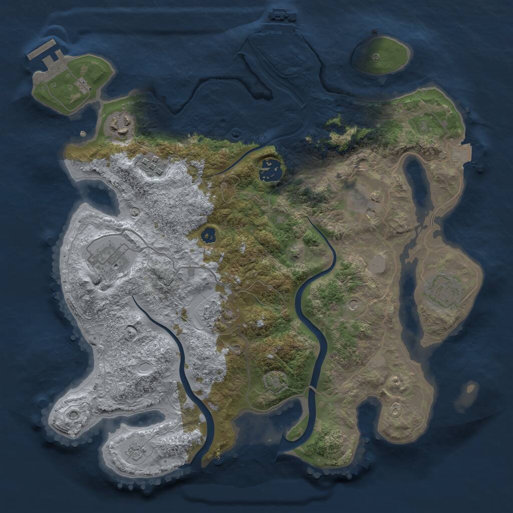 Rust Map: Procedural Map, Size: 3300, Seed: 723341704, 13 Monuments