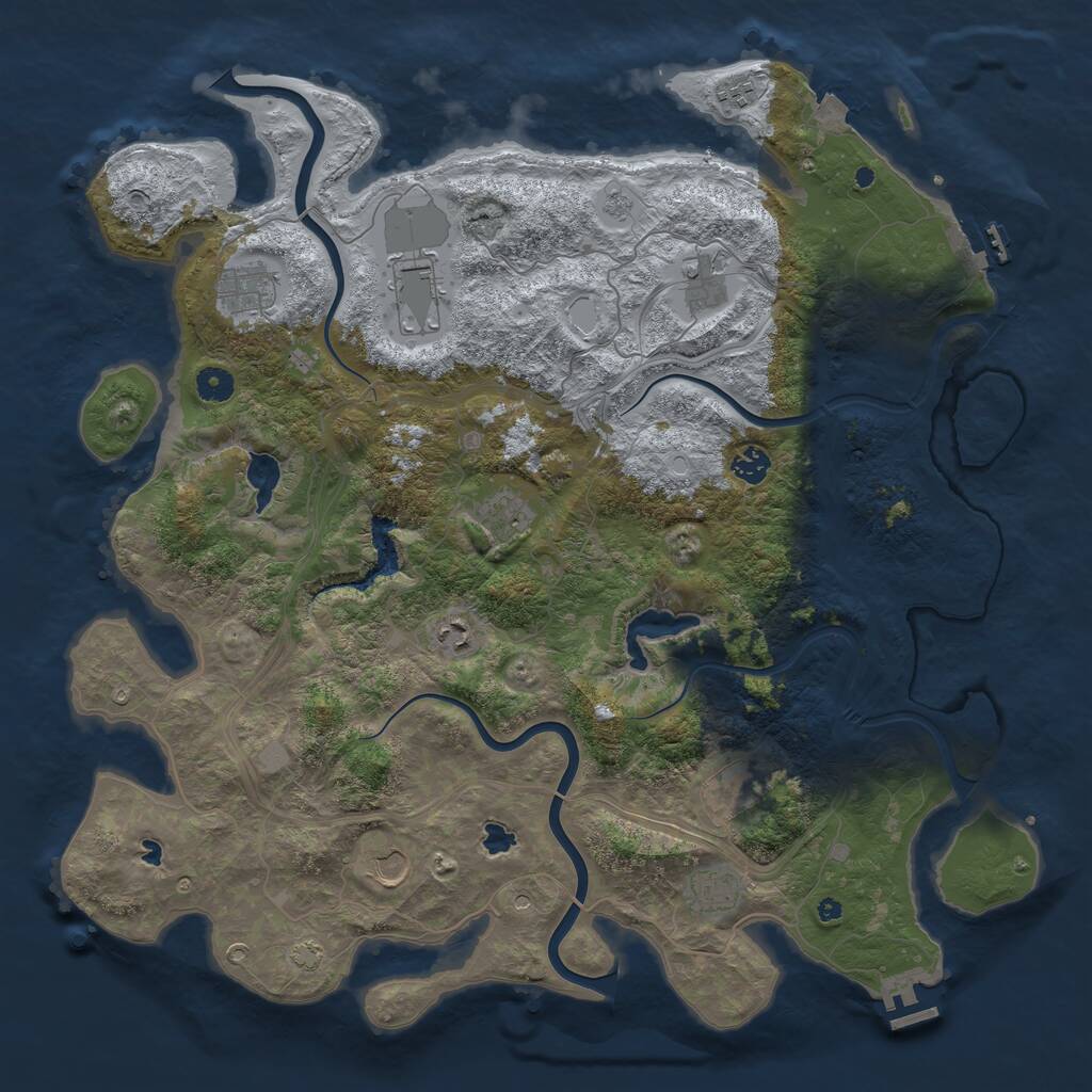 Rust Map: Procedural Map, Size: 4500, Seed: 138306871, 16 Monuments