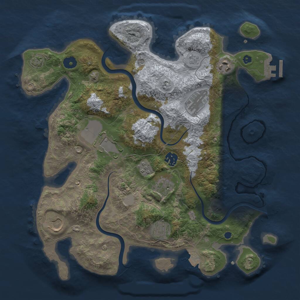 Rust Map: Procedural Map, Size: 3500, Seed: 603871995, 13 Monuments