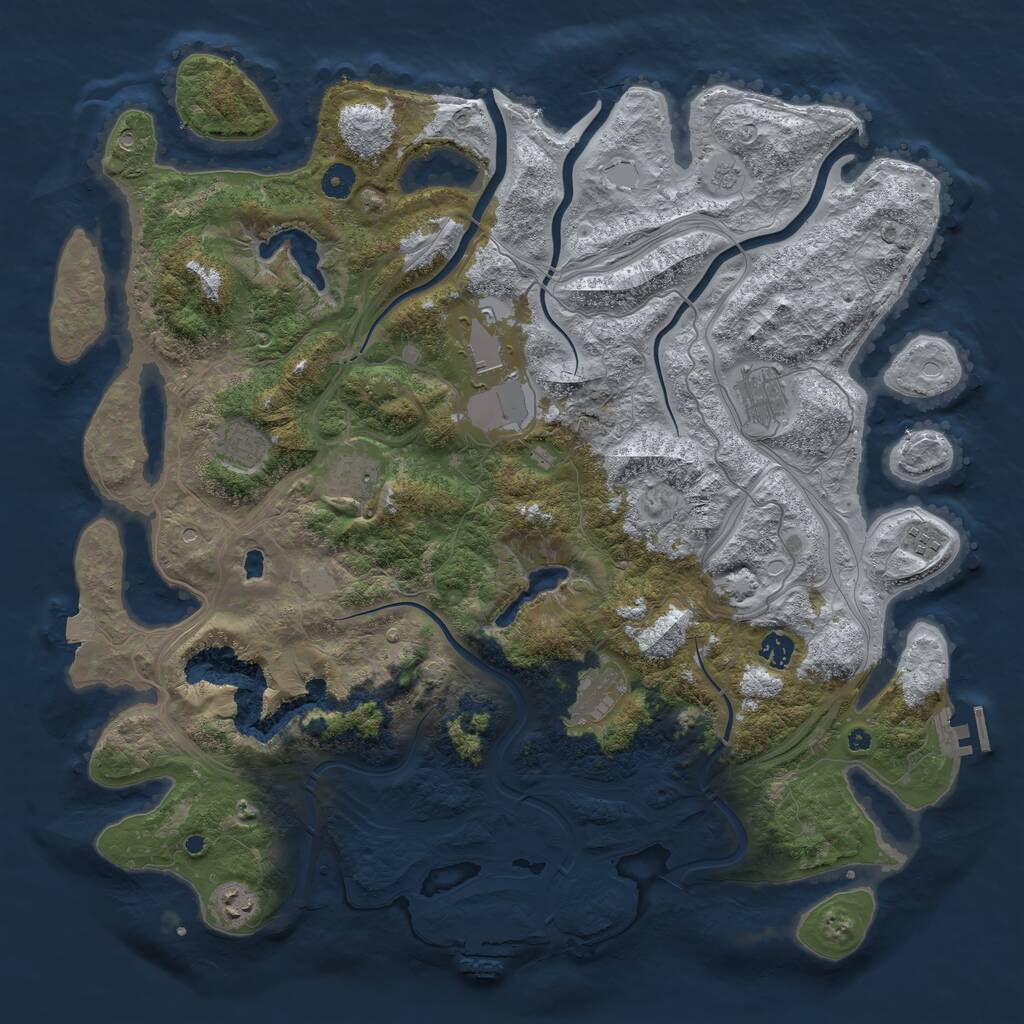 Rust Map: Procedural Map, Size: 4500, Seed: 775642565, 14 Monuments