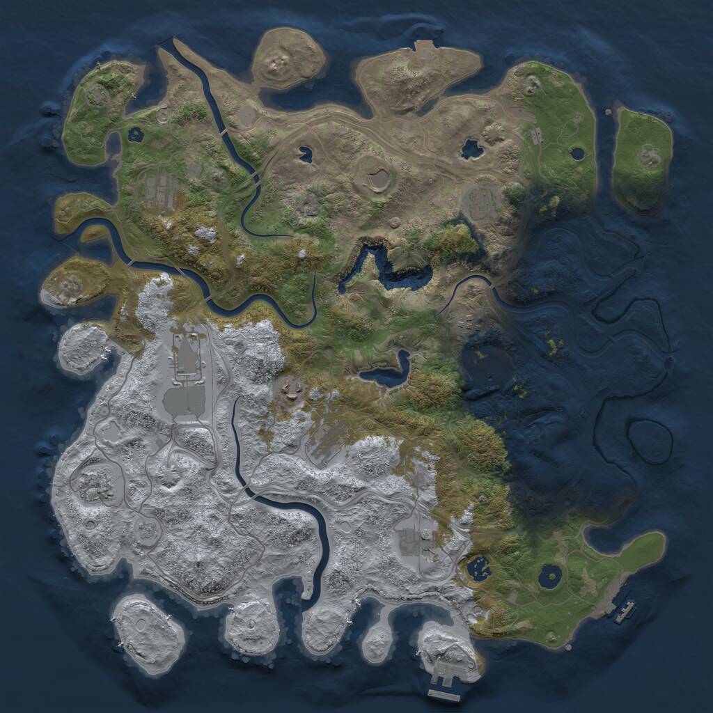 Rust Map: Procedural Map, Size: 4500, Seed: 1193592623, 17 Monuments