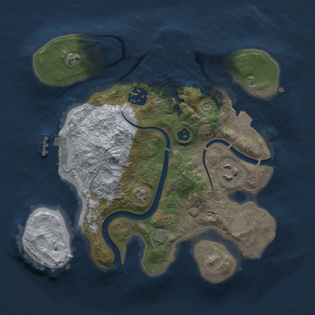 Rust Map: Procedural Map, Size: 2499, Seed: 206163978, 7 Monuments