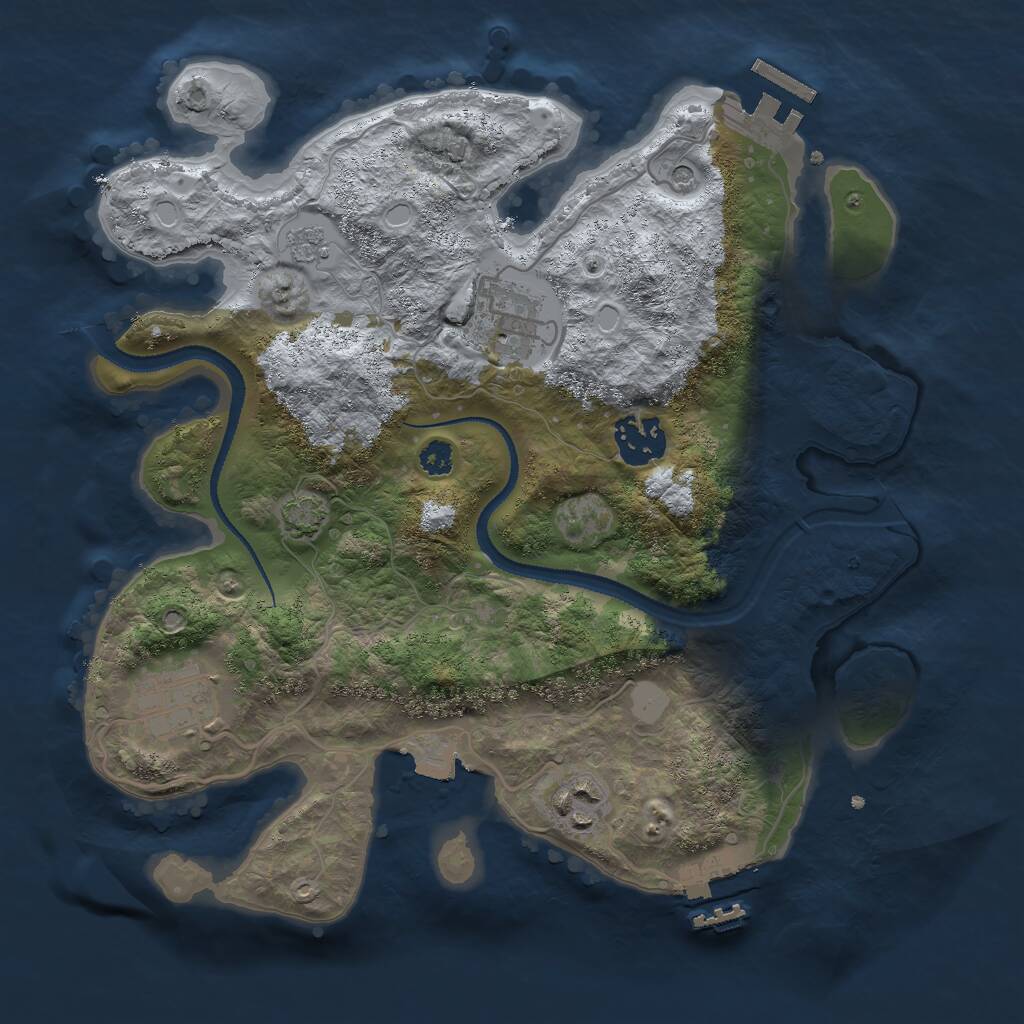 Rust Map: Procedural Map, Size: 3000, Seed: 56873, 10 Monuments