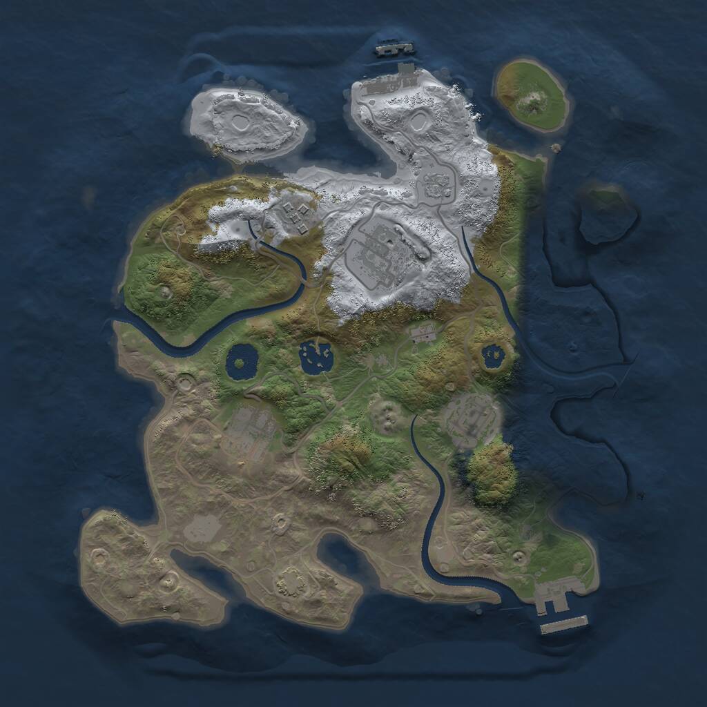 Rust Map: Procedural Map, Size: 3000, Seed: 7329685, 10 Monuments