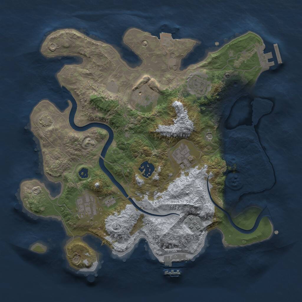 Rust Map: Procedural Map, Size: 3000, Seed: 1042598, 11 Monuments