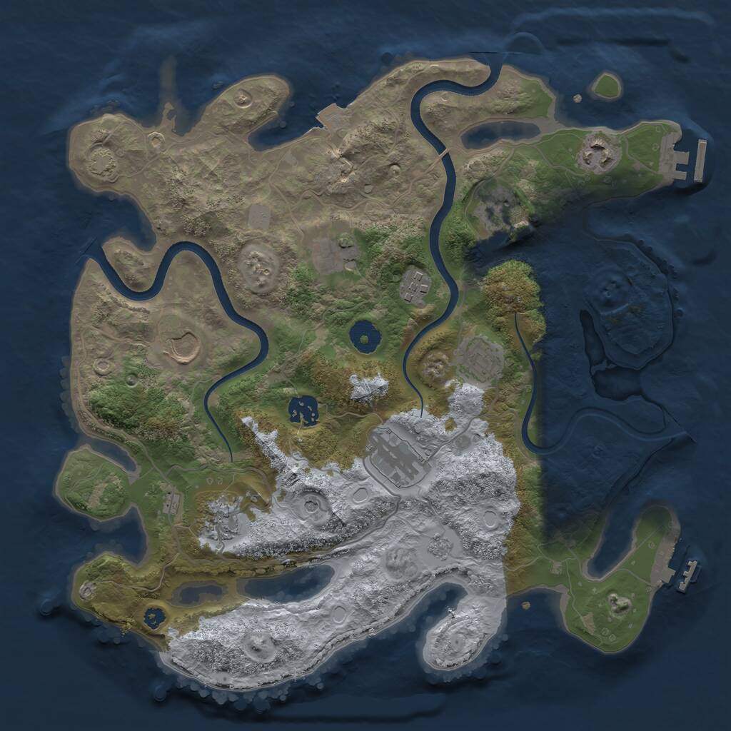 Rust Map: Procedural Map, Size: 3500, Seed: 80139037, 15 Monuments