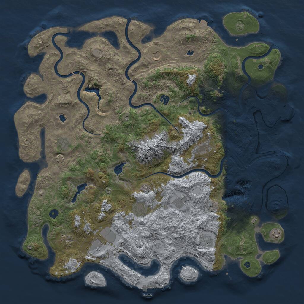 Rust Map: Procedural Map, Size: 5000, Seed: 12721021, 17 Monuments