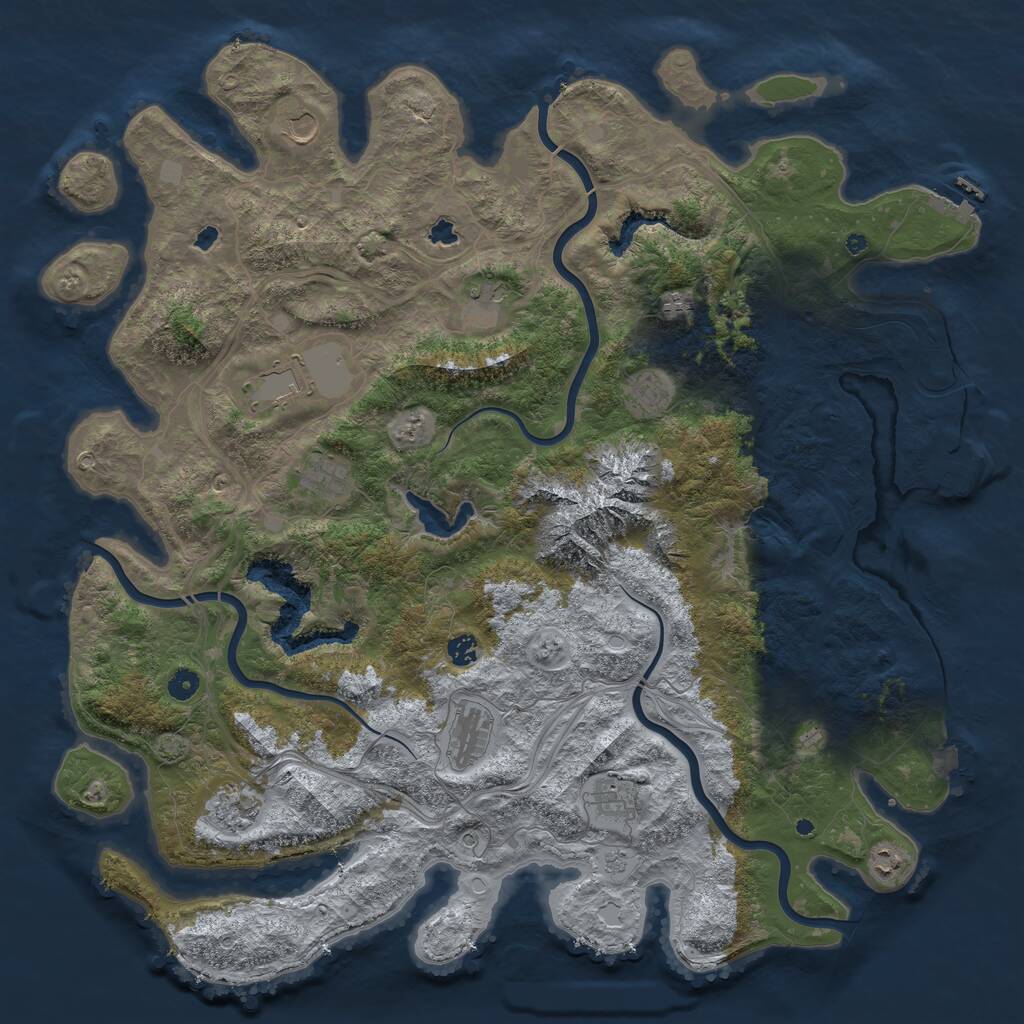 Rust Map: Procedural Map, Size: 5000, Seed: 80139037, 17 Monuments
