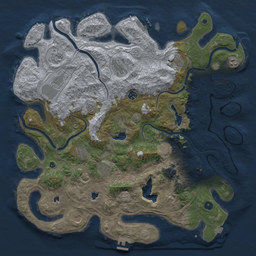 Rust Map: Procedural Map, Size: 4500, Seed: 5748, 16 Monuments