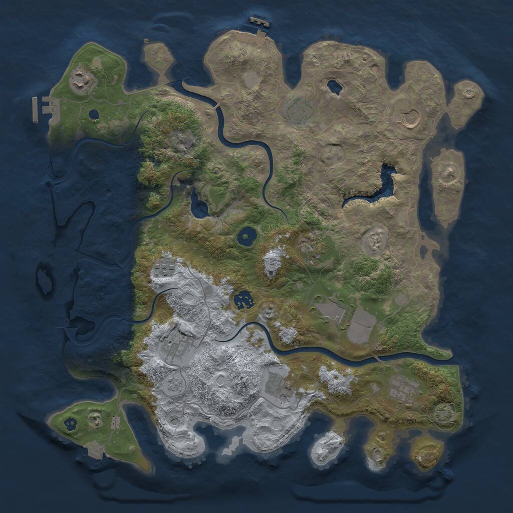 Rust Map: Procedural Map, Size: 4000, Seed: 169818890, 16 Monuments