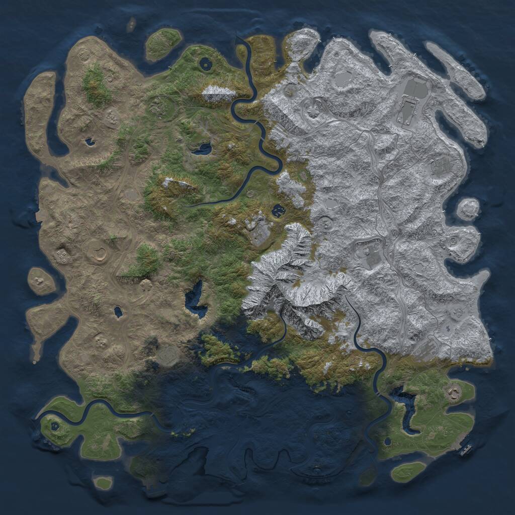 Rust Map: Procedural Map, Size: 6000, Seed: 7869486, 17 Monuments