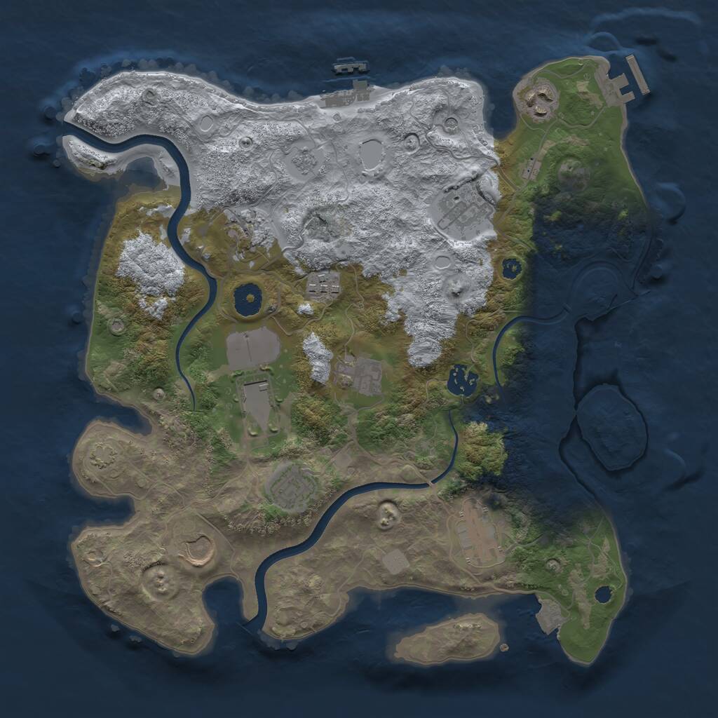 Rust Map: Procedural Map, Size: 3500, Seed: 1715339438, 16 Monuments