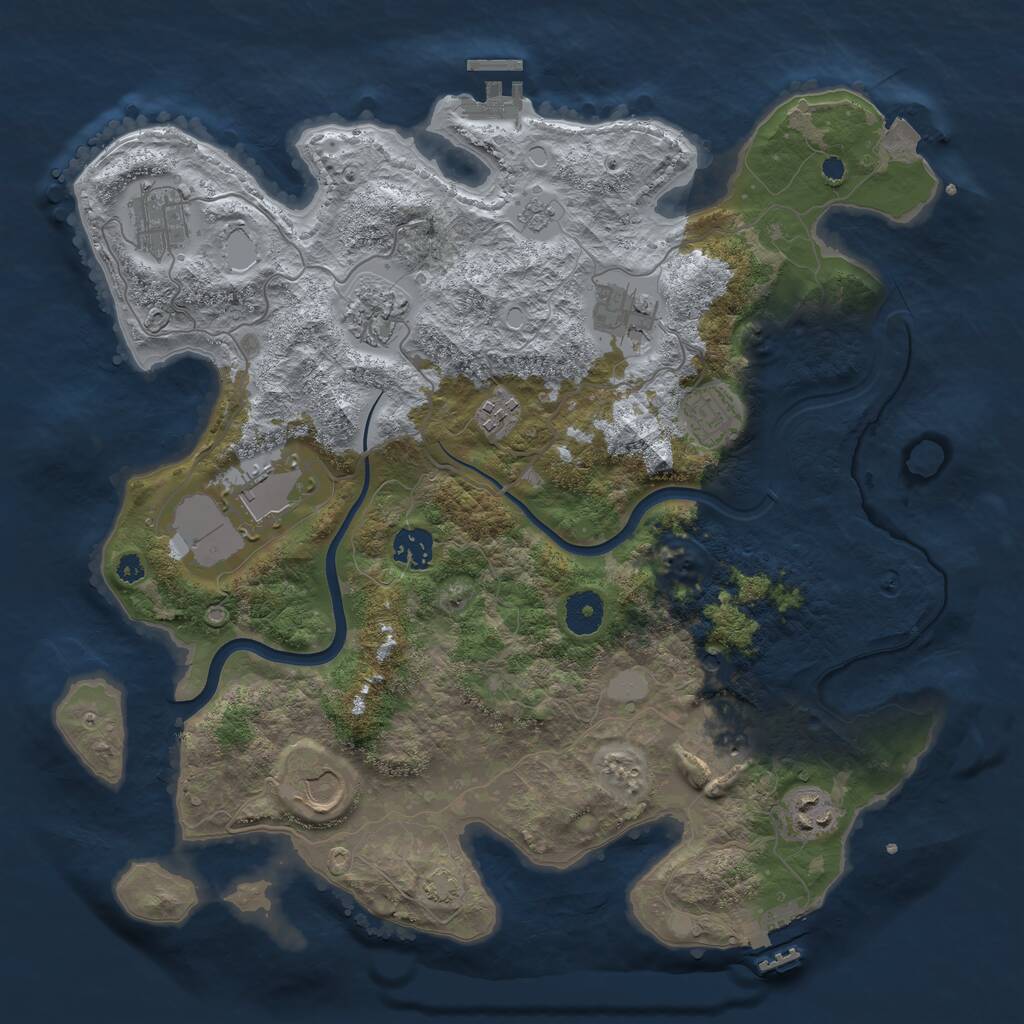 Rust Map: Procedural Map, Size: 3700, Seed: 544258390, 16 Monuments