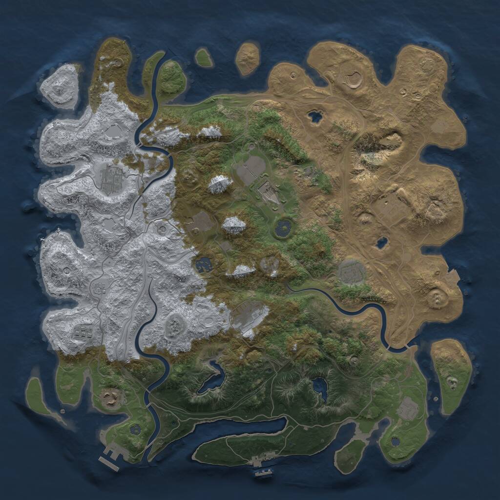 Rust Map: Procedural Map, Size: 4500, Seed: 697842, 19 Monuments