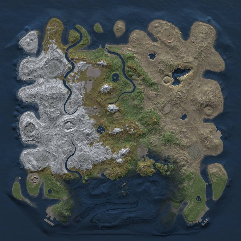 Rust Map: Procedural Map, Size: 4500, Seed: 697842, 17 Monuments