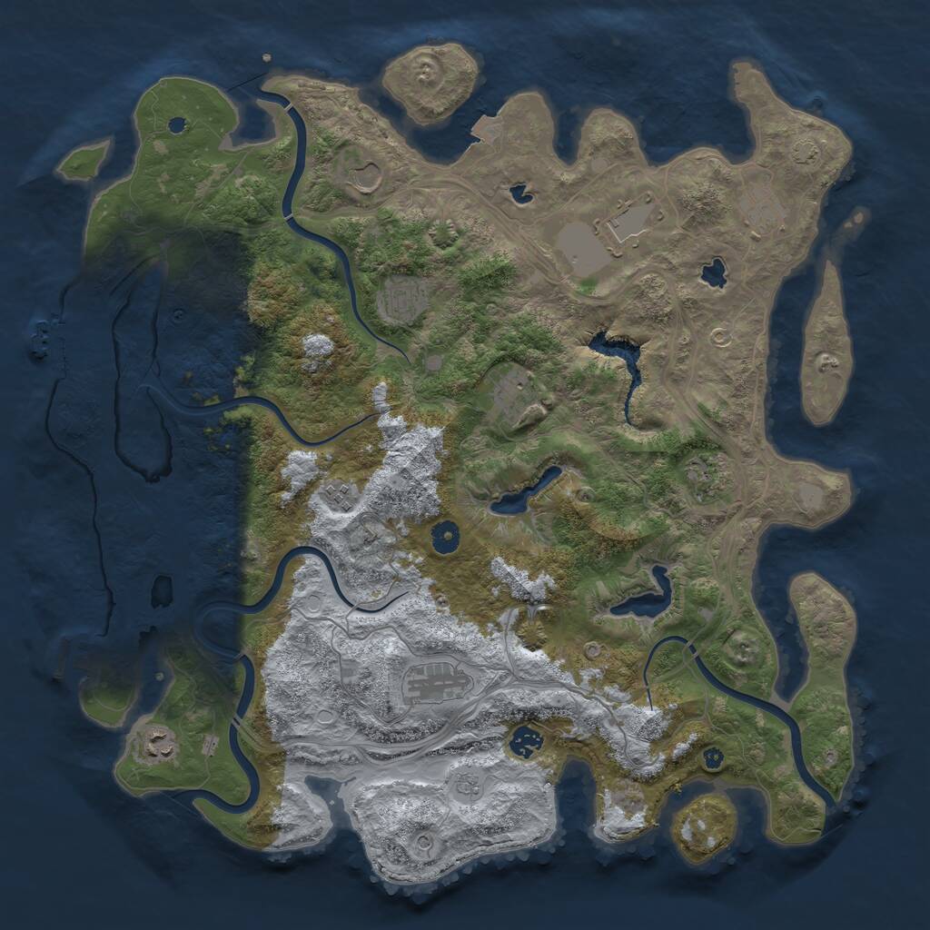 Rust Map: Procedural Map, Size: 4500, Seed: 37498, 16 Monuments