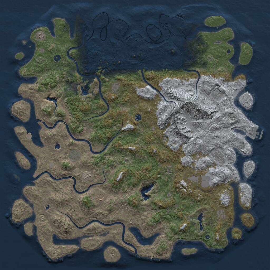 Rust Map: Procedural Map, Size: 6000, Seed: 1920478888, 17 Monuments