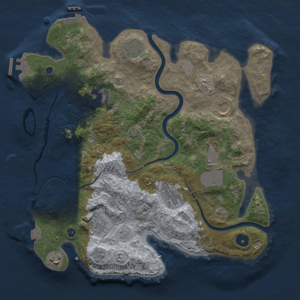 Rust Map: Procedural Map, Size: 3500, Seed: 2052571159, 14 Monuments